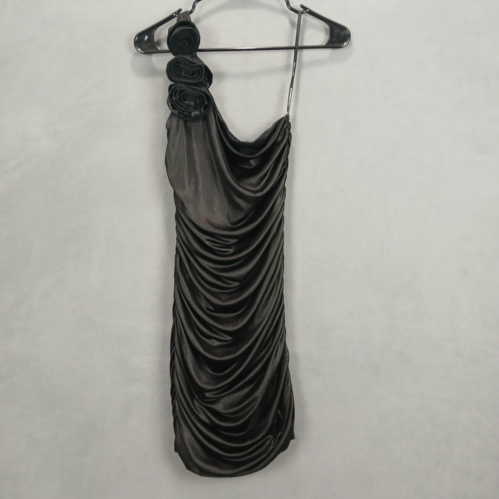 City Triangles Sparkle Fancy Dress Womens Medium Black One Shoulder Strap Ruched
